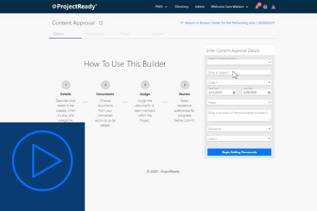 Document Control Workflow – Submit Content for Approval