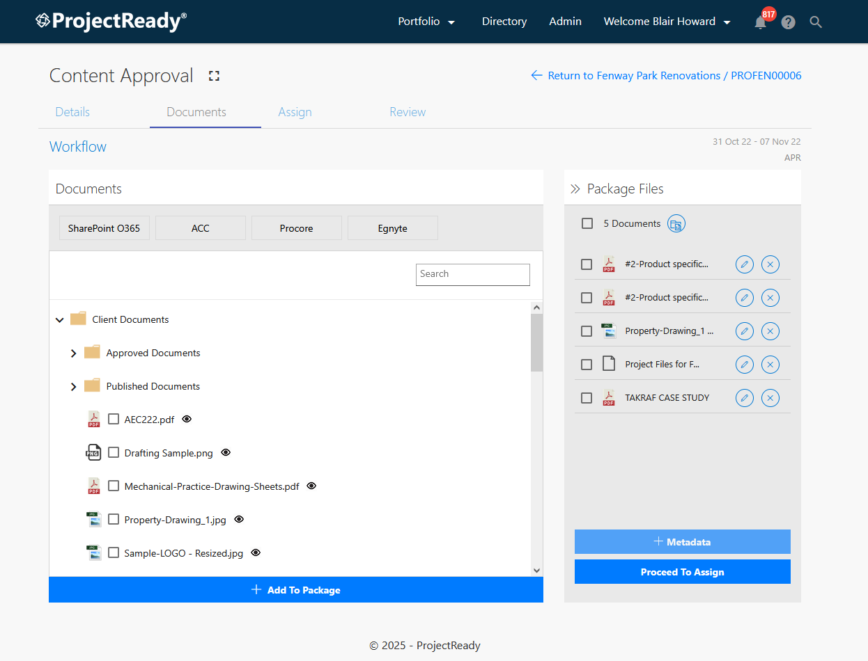 ProjectReady works to eliminate duplicate data entry with connected document control workflows.