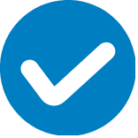 Blue circle with a black checkmark indicating success or completion. | ProjectReady